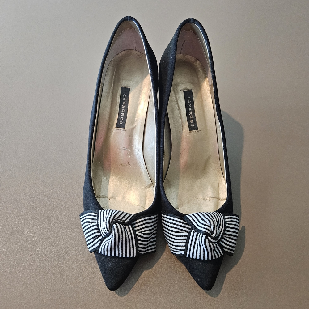 Caparros Black Women's Heels with Bow Detail